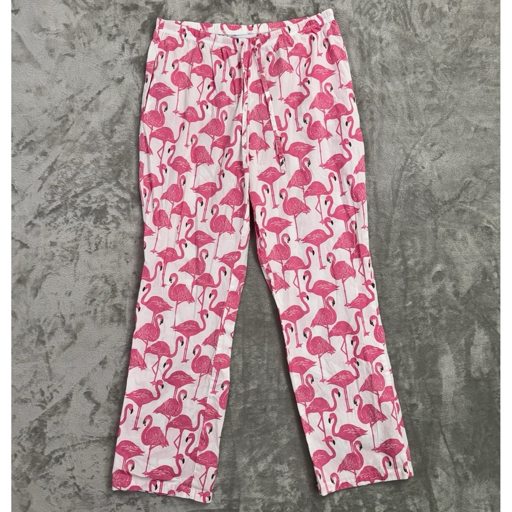 The Company Store Women's Size M Pajama Pants Pink Flamingo 100% Cotton
